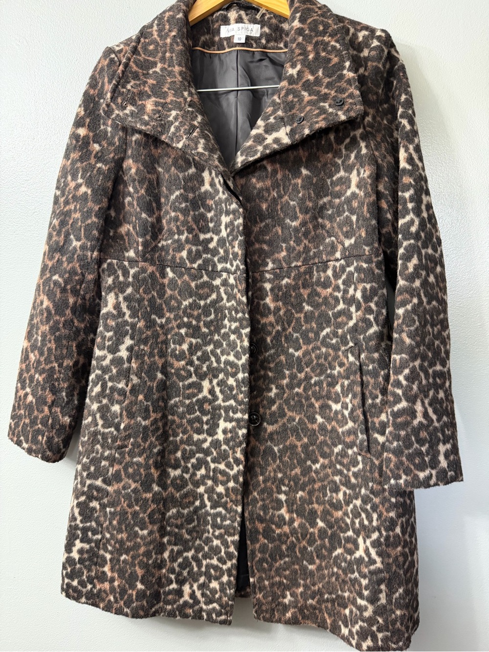 Via Spiga Leopard Print women's long winter coat- size 10
